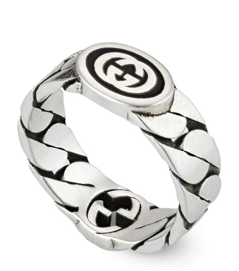 gucci silver ting|Gucci interlocking ring silver.